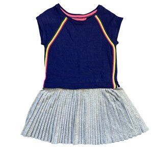 Tommy Hilfiger‎ Pleated Dress Girls 6 100% Cotton Short Sleeve Knit Blue Silver